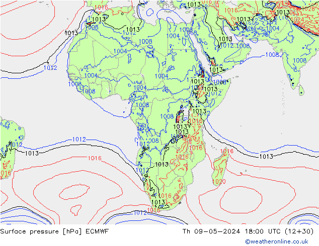 Surface pressure ECMWF Th 09.05.2024 18 UTC