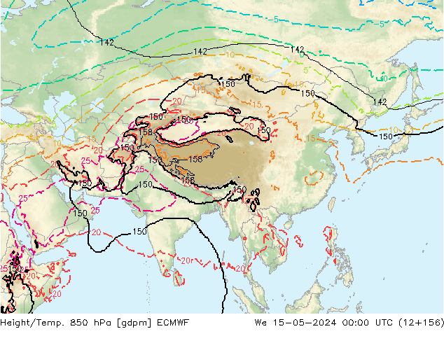 Height/Temp. 850 hPa ECMWF We 15.05.2024 00 UTC