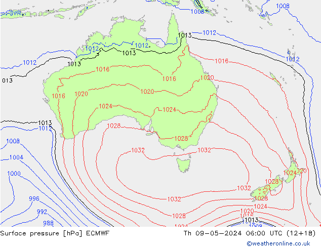 приземное давление ECMWF чт 09.05.2024 06 UTC