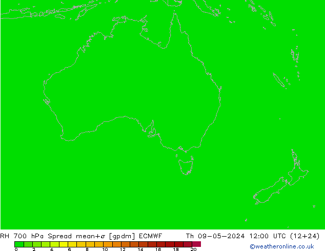 RH 700 hPa Spread ECMWF Th 09.05.2024 12 UTC