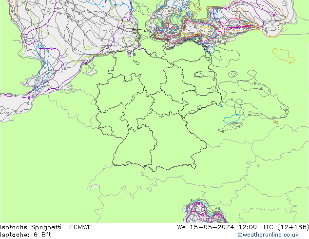Isotachen Spaghetti ECMWF Mi 15.05.2024 12 UTC