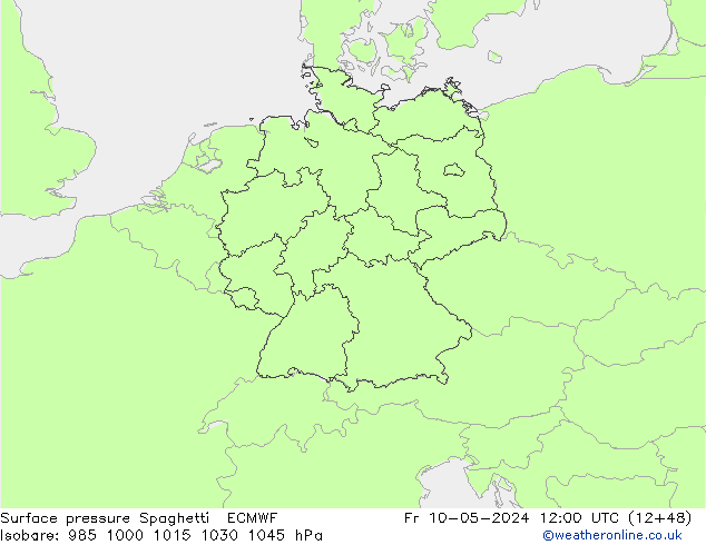 Surface pressure Spaghetti ECMWF Fr 10.05.2024 12 UTC