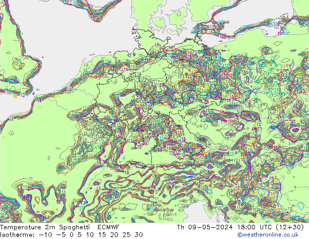 Sıcaklık Haritası 2m Spaghetti ECMWF Per 09.05.2024 18 UTC