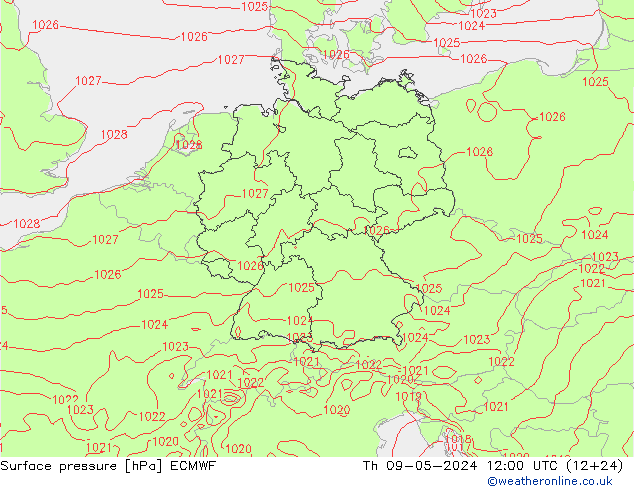 Bodendruck ECMWF Do 09.05.2024 12 UTC