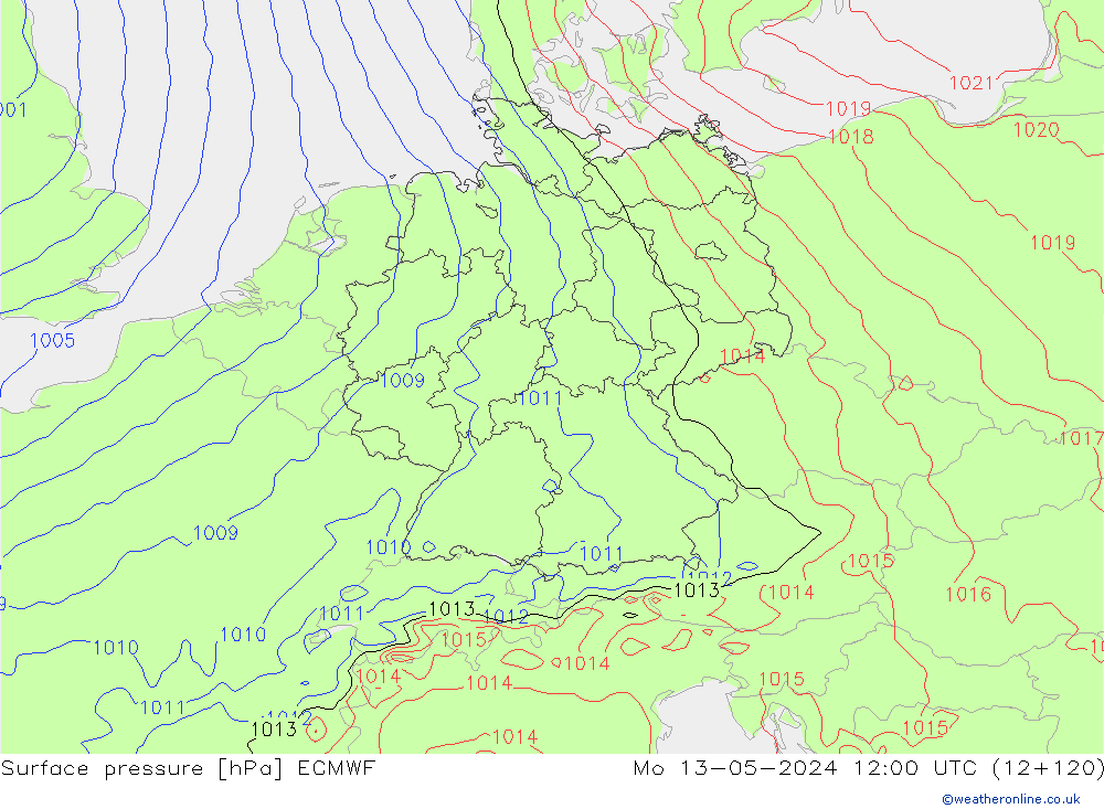 ciśnienie ECMWF pon. 13.05.2024 12 UTC