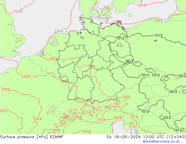 Pressione al suolo ECMWF sab 18.05.2024 12 UTC