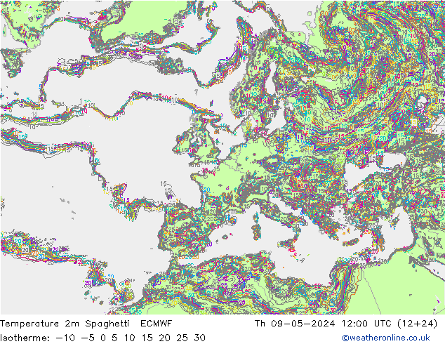 Temperaturkarte Spaghetti ECMWF Do 09.05.2024 12 UTC