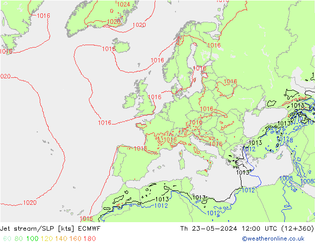 джет/приземное давление ECMWF чт 23.05.2024 12 UTC