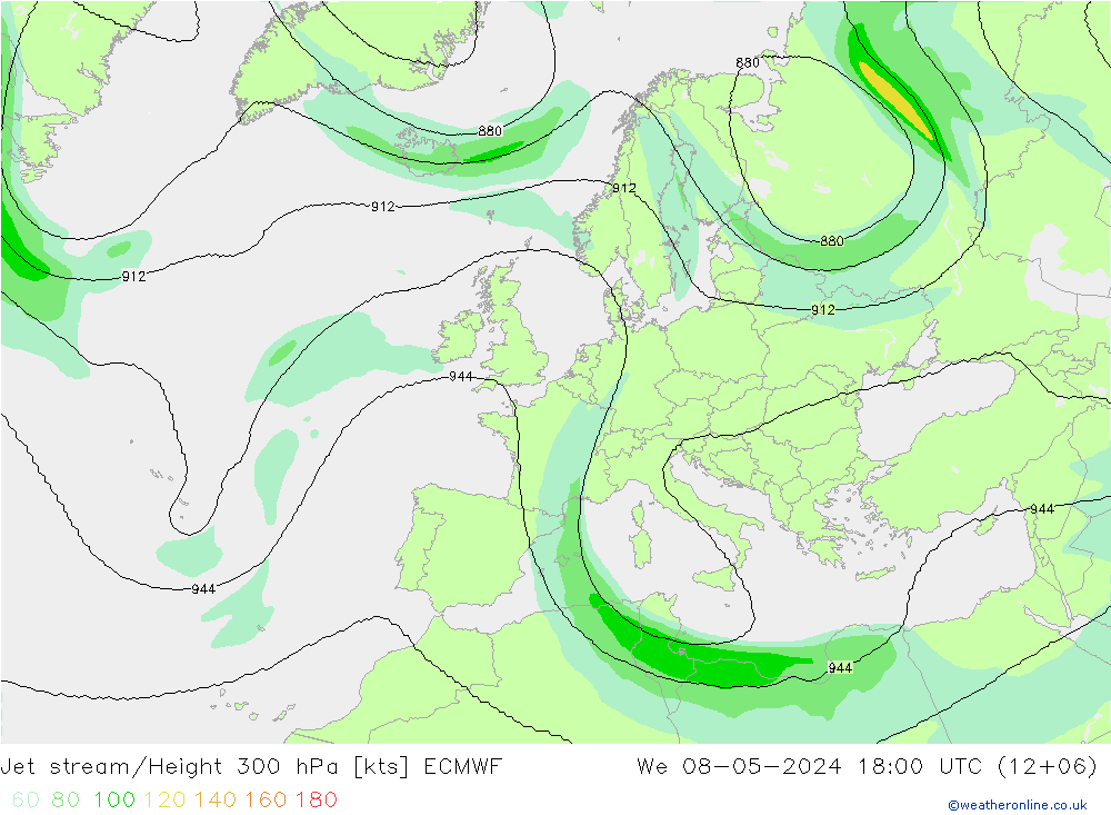 Jet stream/Height 300 hPa ECMWF St 08.05.2024 18 UTC