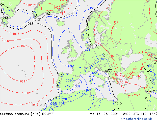 Luchtdruk (Grond) ECMWF wo 15.05.2024 18 UTC