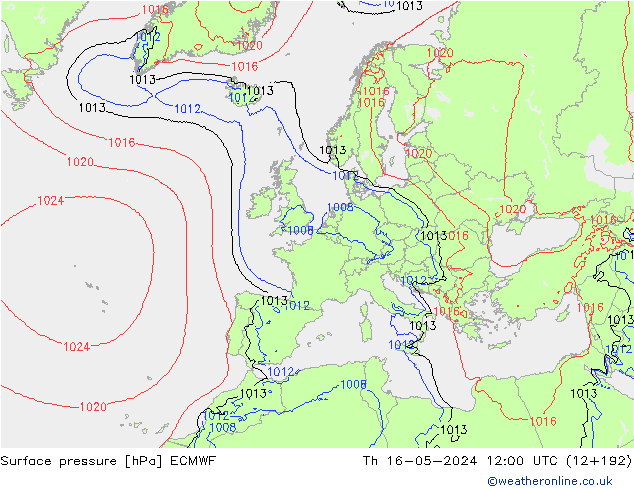 Yer basıncı ECMWF Per 16.05.2024 12 UTC