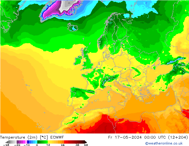 карта температуры ECMWF пт 17.05.2024 00 UTC