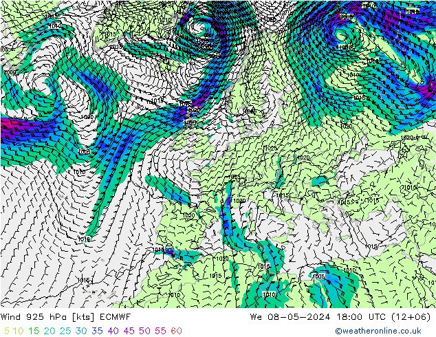 风 925 hPa ECMWF 星期三 08.05.2024 18 UTC