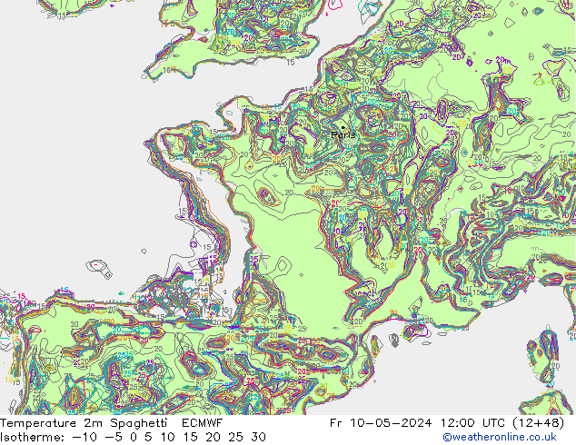 Sıcaklık Haritası 2m Spaghetti ECMWF Cu 10.05.2024 12 UTC