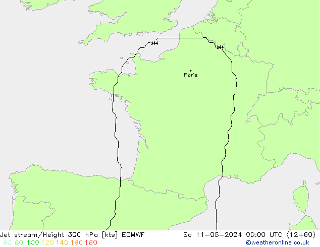 Corriente en chorro ECMWF sáb 11.05.2024 00 UTC