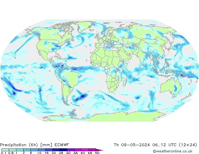 Precipitation (6h) ECMWF Th 09.05.2024 12 UTC
