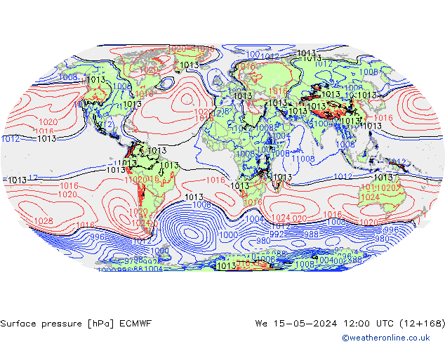 Surface pressure ECMWF We 15.05.2024 12 UTC