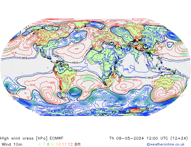 High wind areas ECMWF Qui 09.05.2024 12 UTC