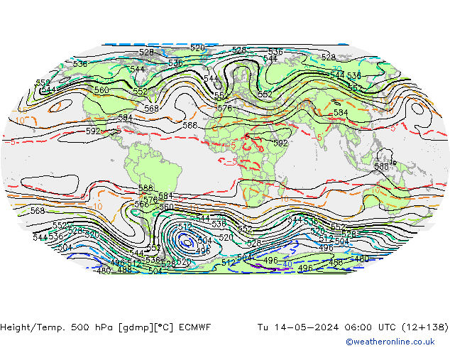Height/Temp. 500 hPa ECMWF Tu 14.05.2024 06 UTC
