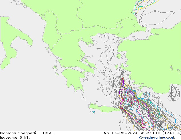 Isotachen Spaghetti ECMWF ma 13.05.2024 06 UTC