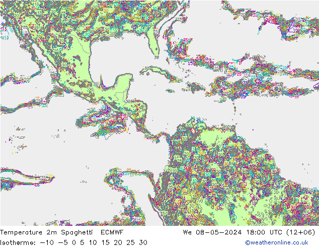 Temperaturkarte Spaghetti ECMWF Mi 08.05.2024 18 UTC