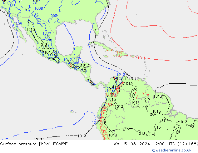 Presión superficial ECMWF mié 15.05.2024 12 UTC