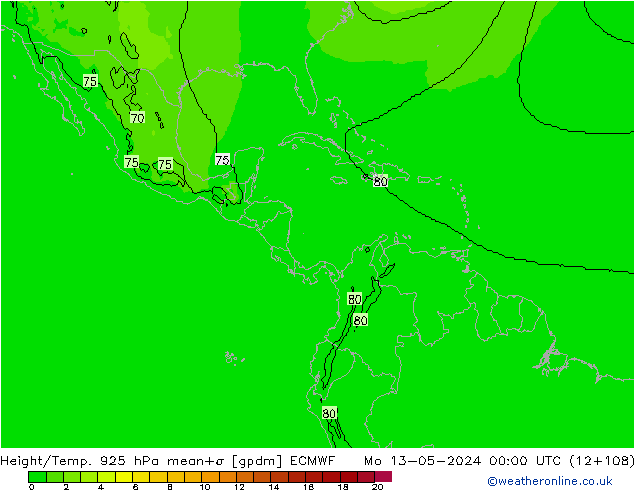 Hoogte/Temp. 925 hPa ECMWF ma 13.05.2024 00 UTC