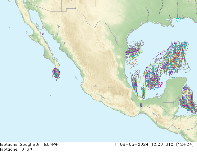 Isotaca Spaghetti ECMWF jue 09.05.2024 12 UTC