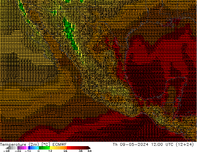 Temperatura (2m) ECMWF jue 09.05.2024 12 UTC