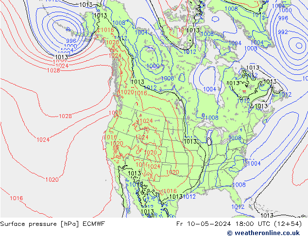 Surface pressure ECMWF Fr 10.05.2024 18 UTC