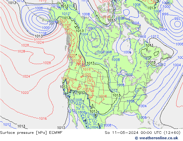 ciśnienie ECMWF so. 11.05.2024 00 UTC