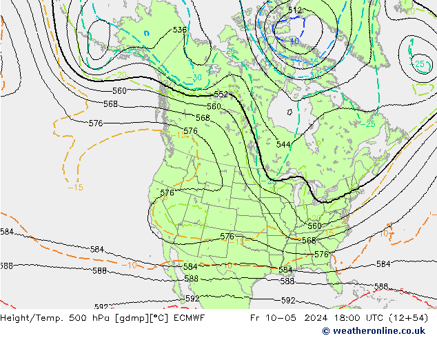 Height/Temp. 500 hPa ECMWF Fr 10.05.2024 18 UTC