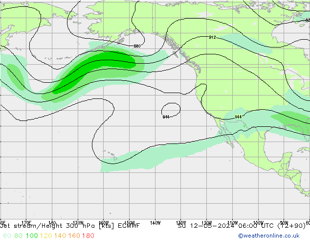 Jet stream/Height 300 hPa ECMWF Su 12.05.2024 06 UTC