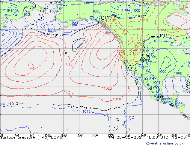 Surface pressure ECMWF We 08.05.2024 18 UTC