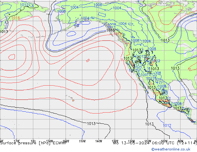 Yer basıncı ECMWF Pzt 13.05.2024 06 UTC