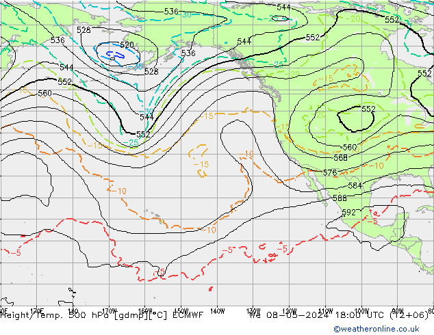 Height/Temp. 500 hPa ECMWF We 08.05.2024 18 UTC