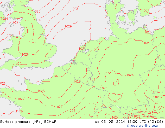 Pressione al suolo ECMWF mer 08.05.2024 18 UTC
