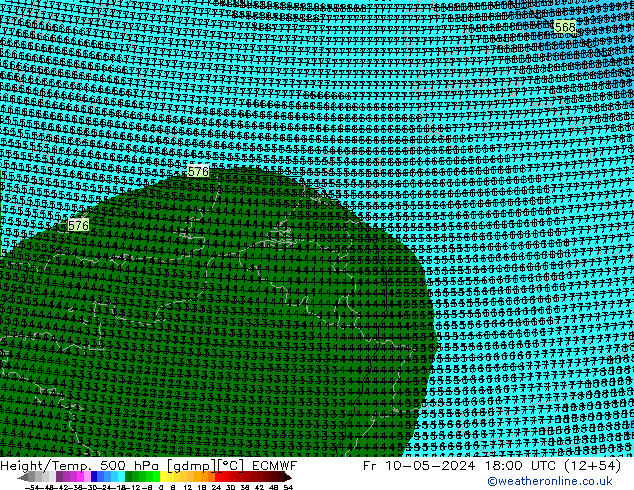 Géop./Temp. 500 hPa ECMWF ven 10.05.2024 18 UTC