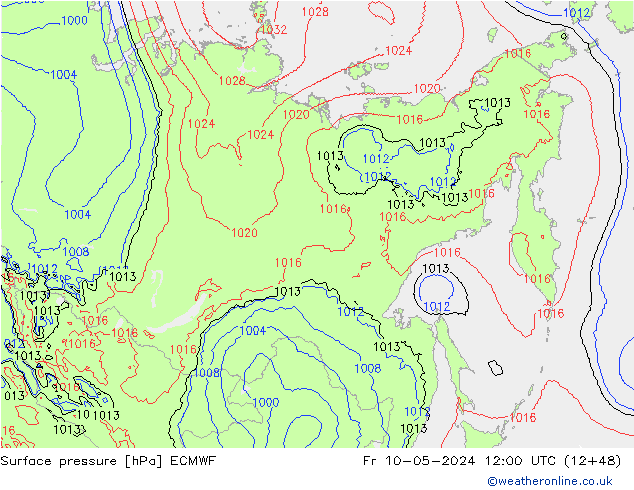 Surface pressure ECMWF Fr 10.05.2024 12 UTC