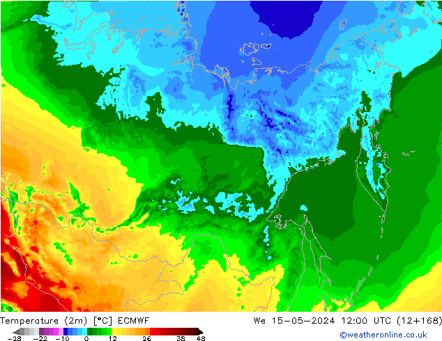 température (2m) ECMWF mer 15.05.2024 12 UTC