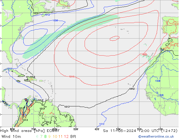 High wind areas ECMWF sab 11.05.2024 12 UTC