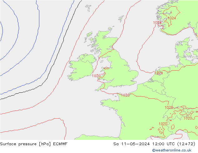 Pressione al suolo ECMWF sab 11.05.2024 12 UTC