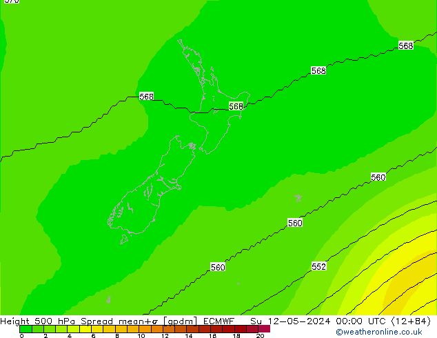 Hoogte 500 hPa Spread ECMWF zo 12.05.2024 00 UTC