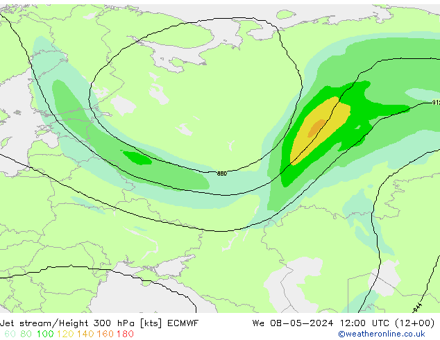 Jet Akımları ECMWF Çar 08.05.2024 12 UTC