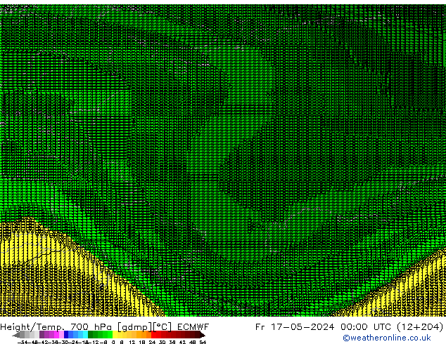 Height/Temp. 700 hPa ECMWF Sex 17.05.2024 00 UTC