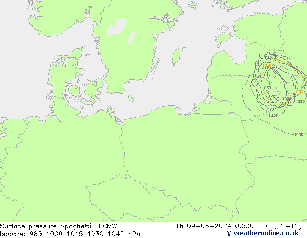 Yer basıncı Spaghetti ECMWF Per 09.05.2024 00 UTC