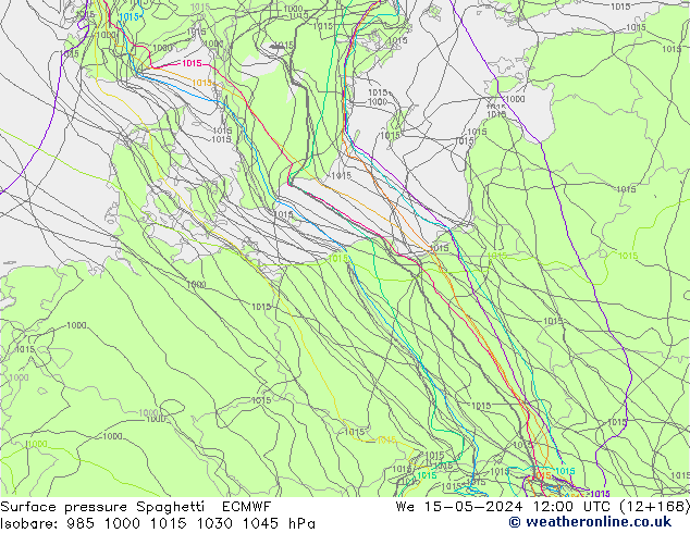 pression de l'air Spaghetti ECMWF mer 15.05.2024 12 UTC