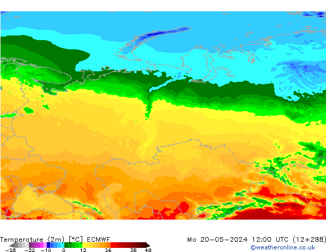 Temperatura (2m) ECMWF lun 20.05.2024 12 UTC