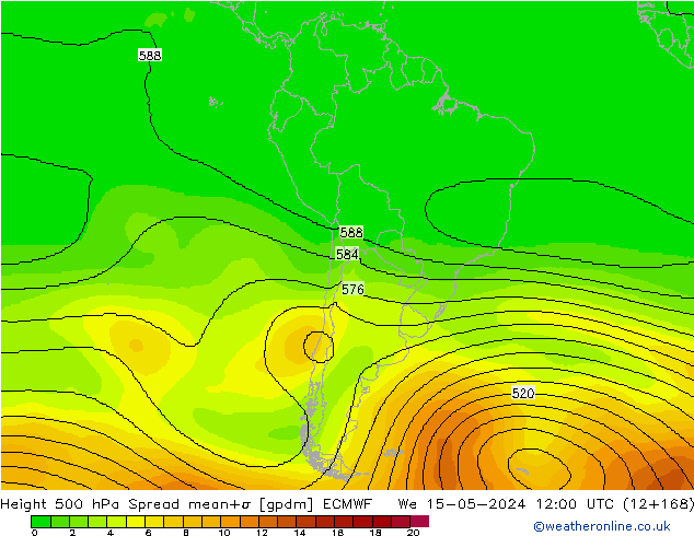 Height 500 hPa Spread ECMWF We 15.05.2024 12 UTC