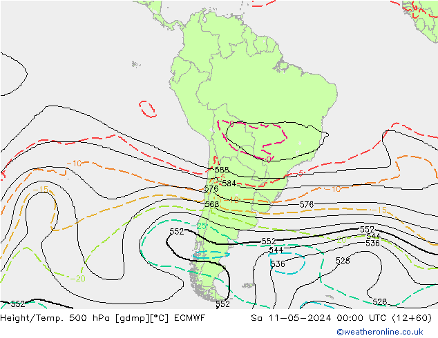 Height/Temp. 500 гПа ECMWF сб 11.05.2024 00 UTC